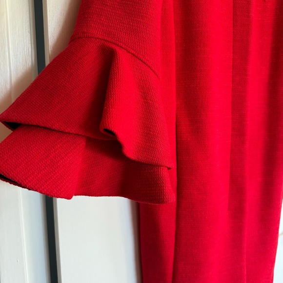 EUC Emerson Rose Ruffle Sleeve Long Jacket red Xmas Christmas holidays long coat - Picture 7 of 15